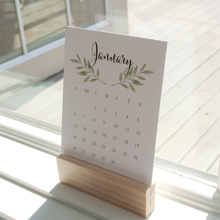 Desktop Calendar 2020 with Wood Stand Modern