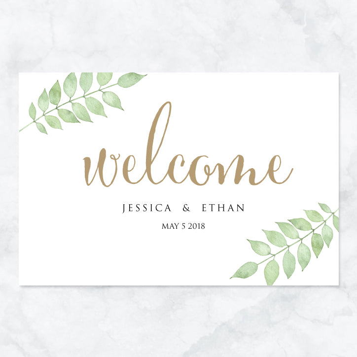 Wedding Welcome Sign Leaves Can